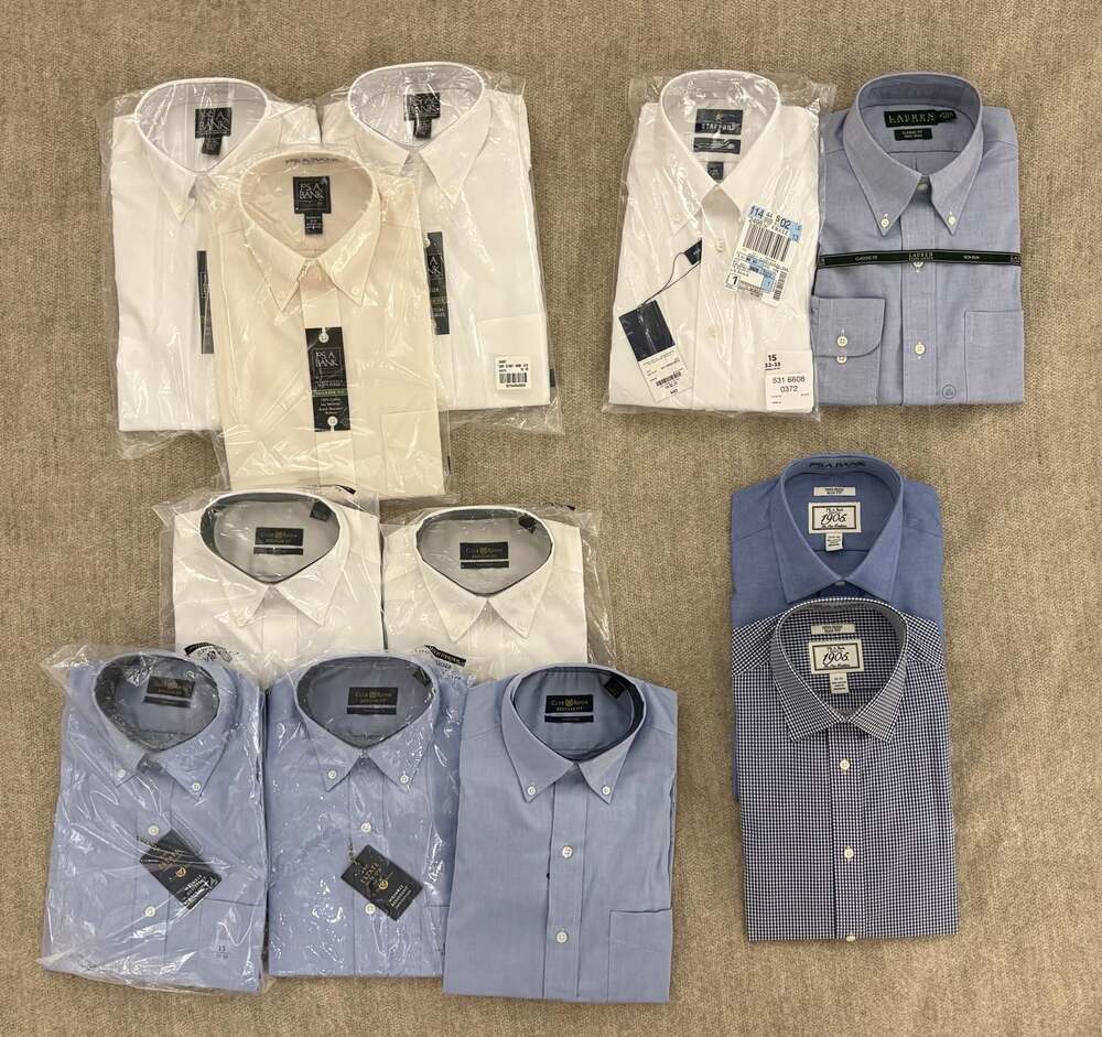 12 NWT Mens Dress Shirts Bundle Jos A Bank Club Room Stafford Ralph Lauren